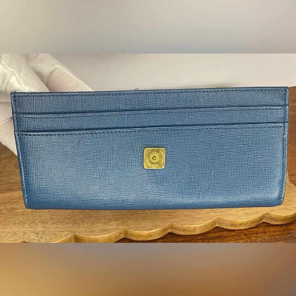 Fendi 2Jours Envelope Continental Wallet in Blush Pink and Blue Leather - Picture 10 of 15